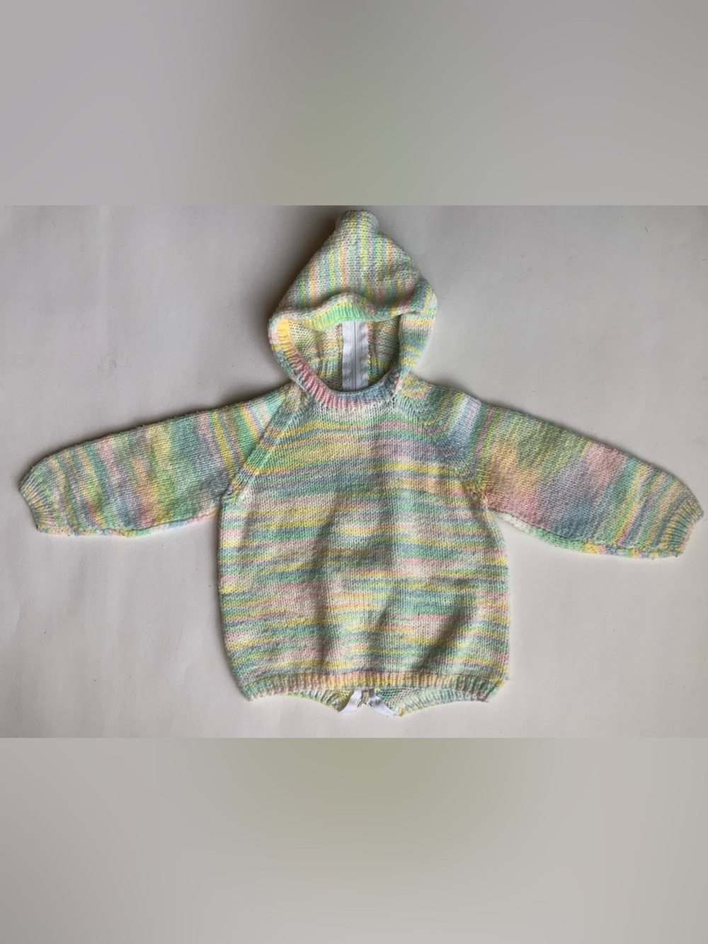 Pastel Striped Hooded Baby Sweater